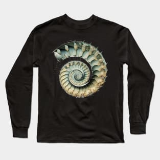 Fibonacci Sequence: Fibonacci Shell Art (on a Dark Knocked Out Background) Long Sleeve T-Shirt